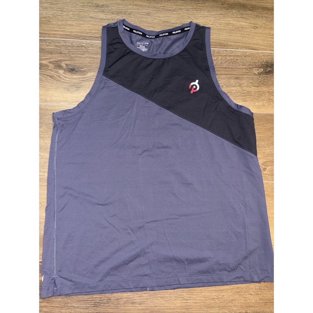 Men's size Large Peloton Athletic Cycling Sleeveless Tank Shirt blue/black